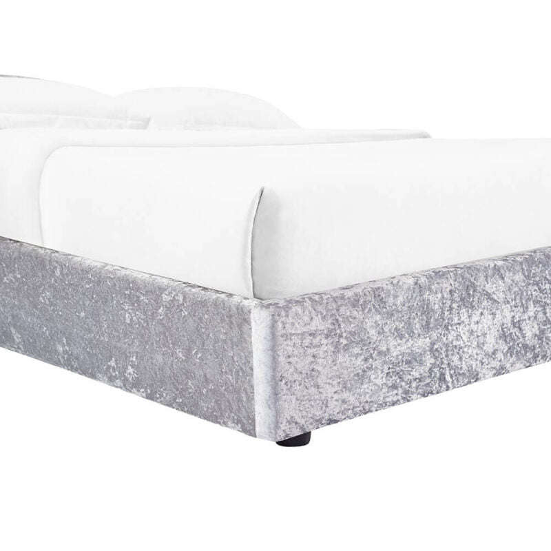 Ashpinoke:Casablanca Storage Crushed Velvet Double Bed Grey-Double Beds-Heartlands Furniture