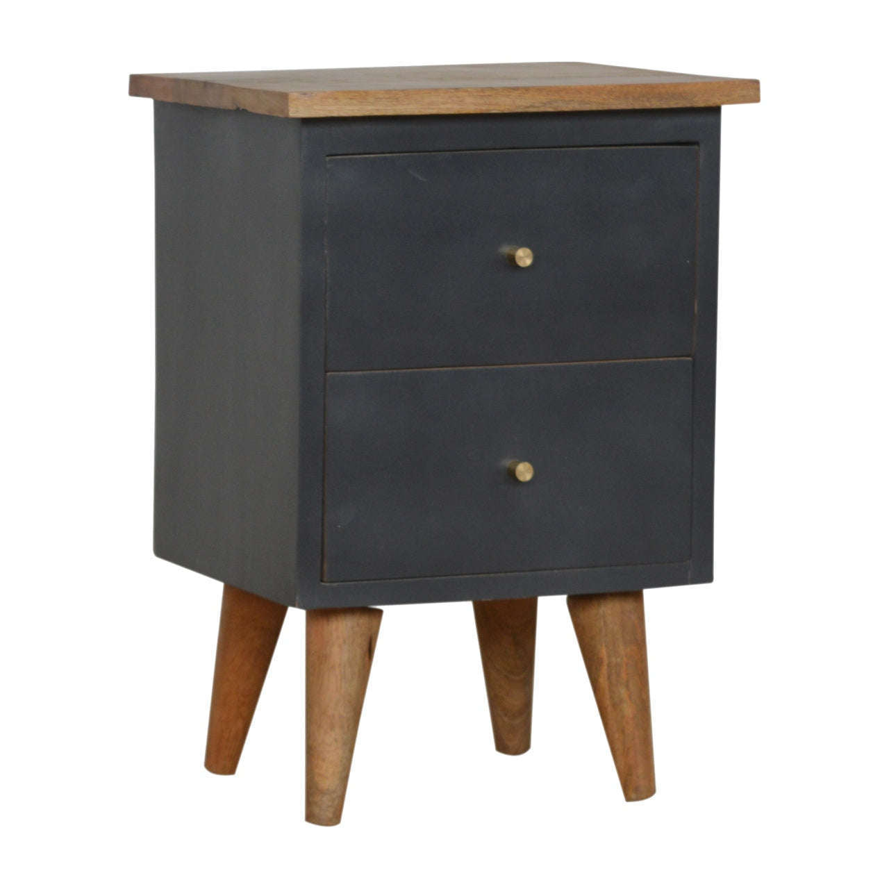 Ashpinoke:Charcoal Black Hand Painted Bedside-Bedsides-Artisan