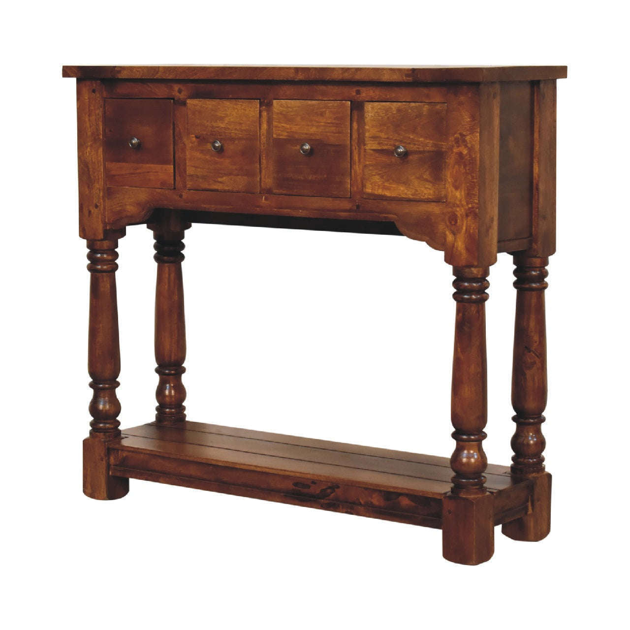 Ashpinoke:Chestnut 4 Drawer Console Table-Console and Hall Tables-Artisan