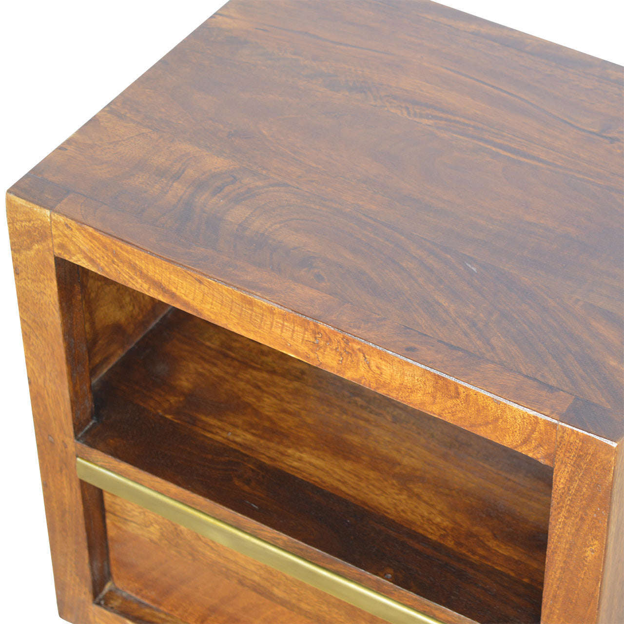 Ashpinoke:Chestnut Bedside with Gold Bar-Bedsides-Artisan