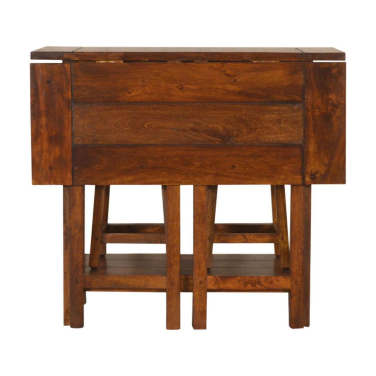 Ashpinoke:Chestnut Breakfast Table With 2 Stools-Dining Tables-Artisan