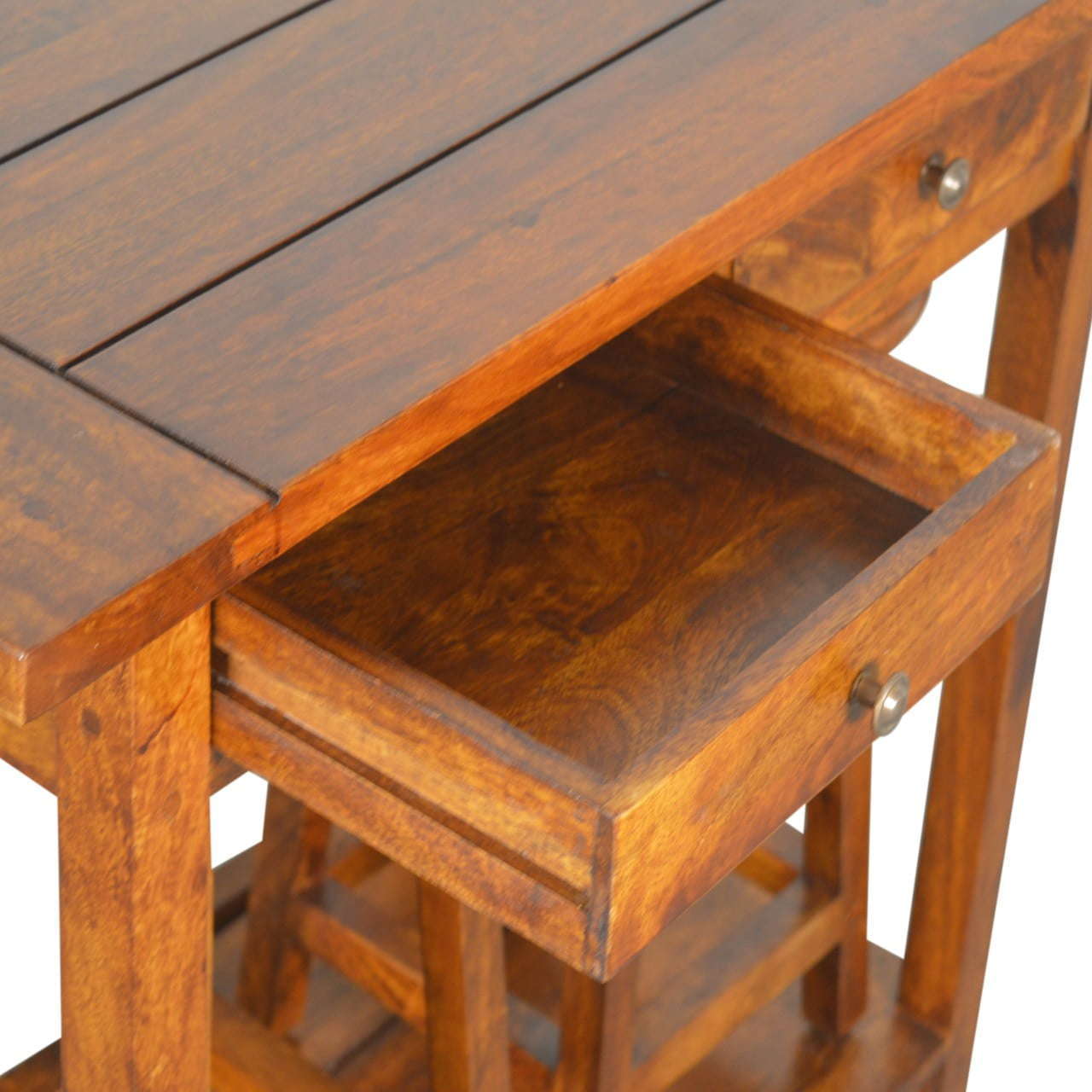 Ashpinoke:Chestnut Breakfast Table With 2 Stools-Dining Tables-Artisan