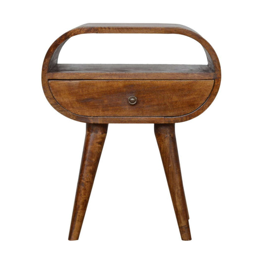 Ashpinoke:Chestnut Circular Bedside with Open Slot-Bedsides-Artisan