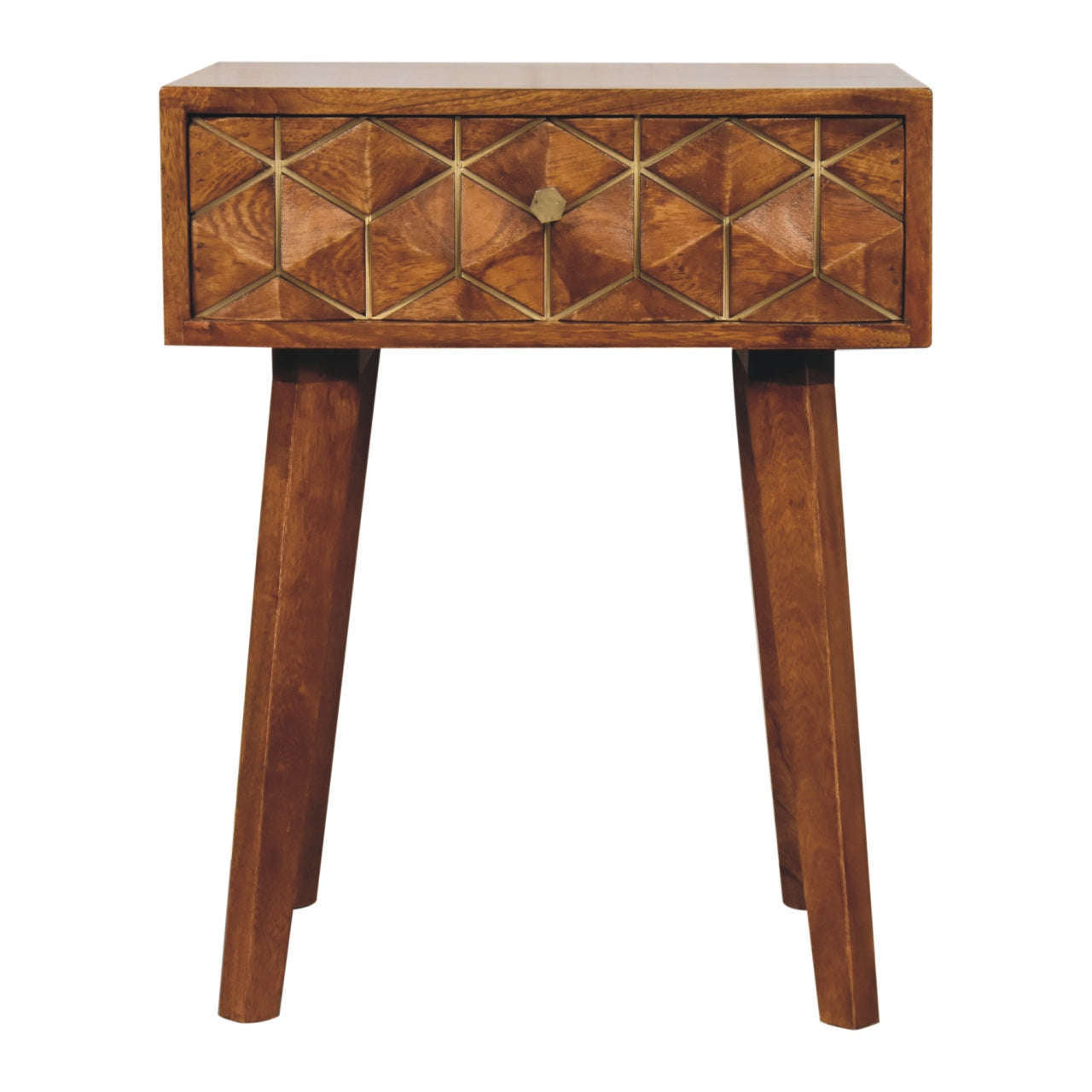 Ashpinoke:Chestnut Cubed Brass Inlay Bedside-Bedsides-Artisan