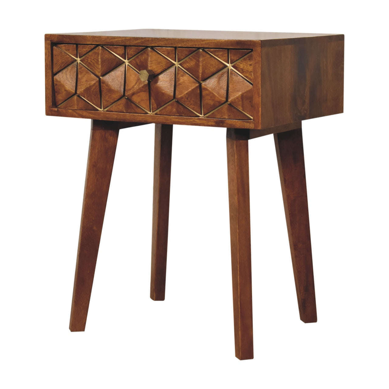 Ashpinoke:Chestnut Cubed Brass Inlay Bedside-Bedsides-Artisan