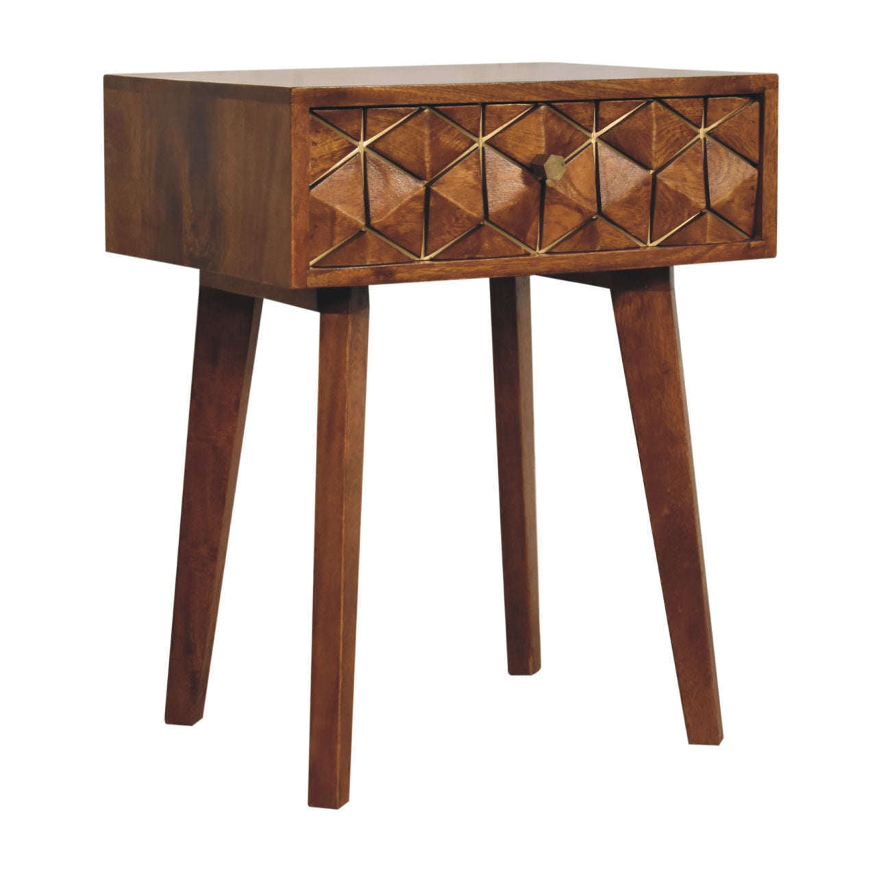 Ashpinoke:Chestnut Cubed Brass Inlay Bedside-Bedsides-Artisan