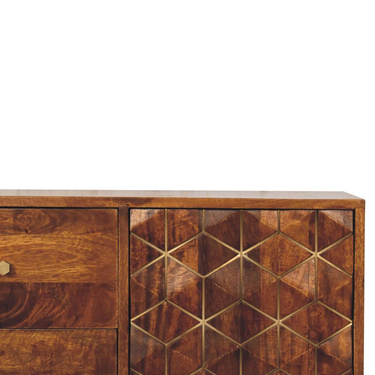 Ashpinoke:Chestnut Cubed Brass Inlay Cabinet-Cabinets-Artisan