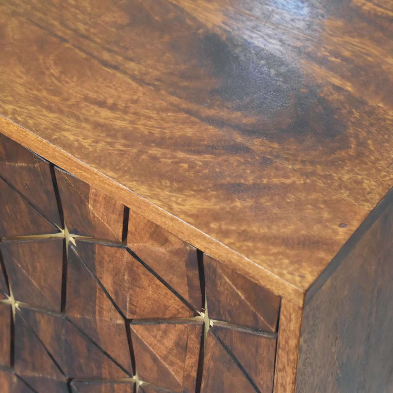 Ashpinoke:Chestnut Cubed Brass Inlay Cabinet-Cabinets-Artisan