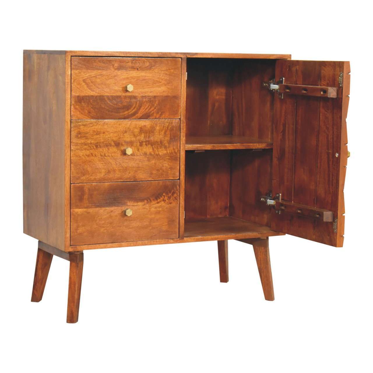 Ashpinoke:Chestnut Cubed Brass Inlay Cabinet-Cabinets-Artisan