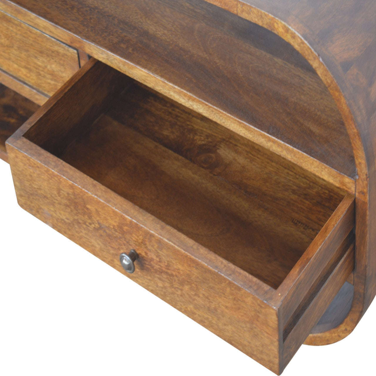 Ashpinoke:Chestnut Curved Edge Media Unit with 2 Drawers-Media Units-Artisan