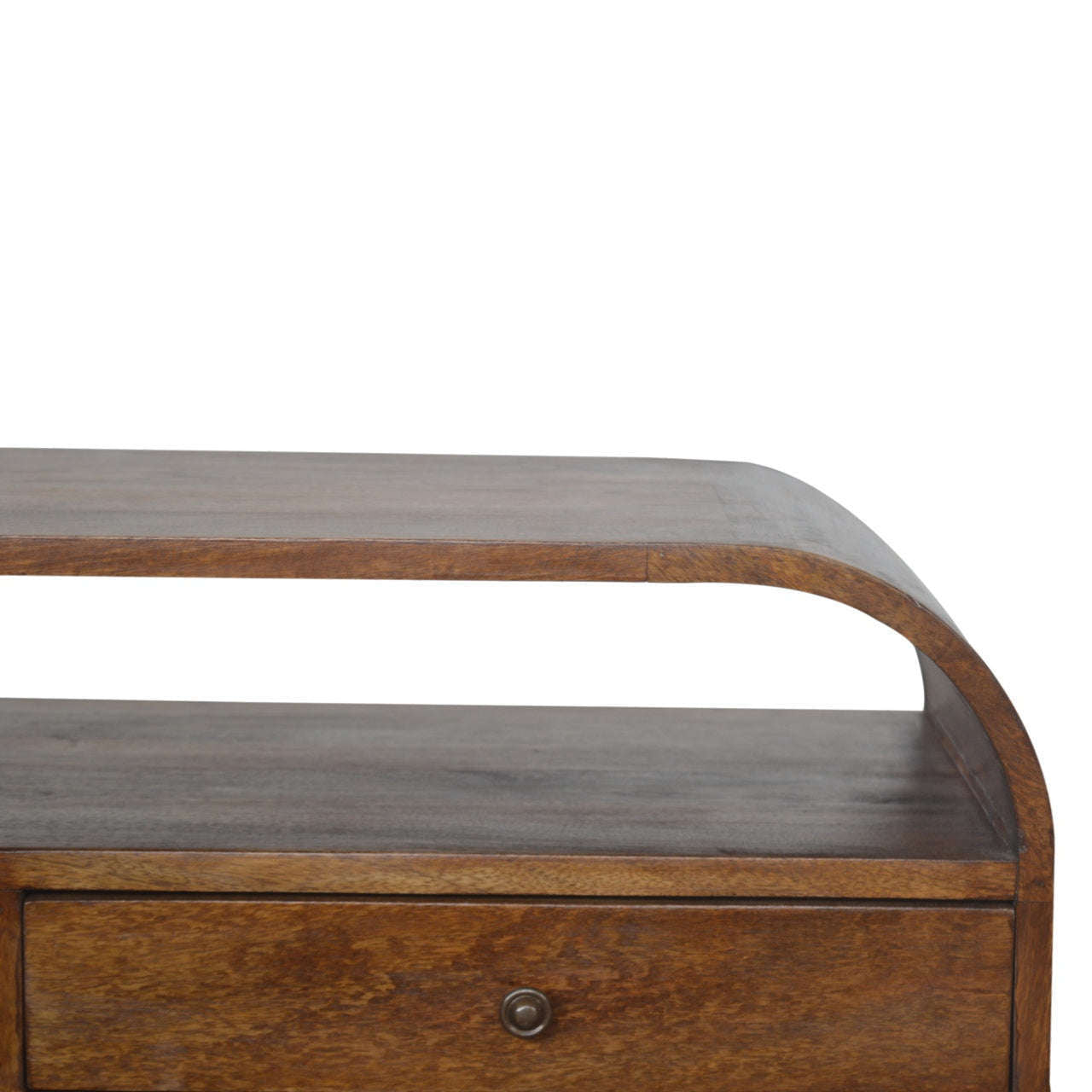 Ashpinoke:Chestnut Curved Edge Media Unit with 2 Drawers-Media Units-Artisan