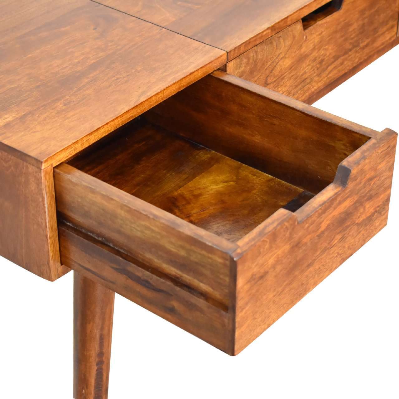 Ashpinoke:Chestnut Dressing Table with Foldable Mirror-Dressers-Artisan