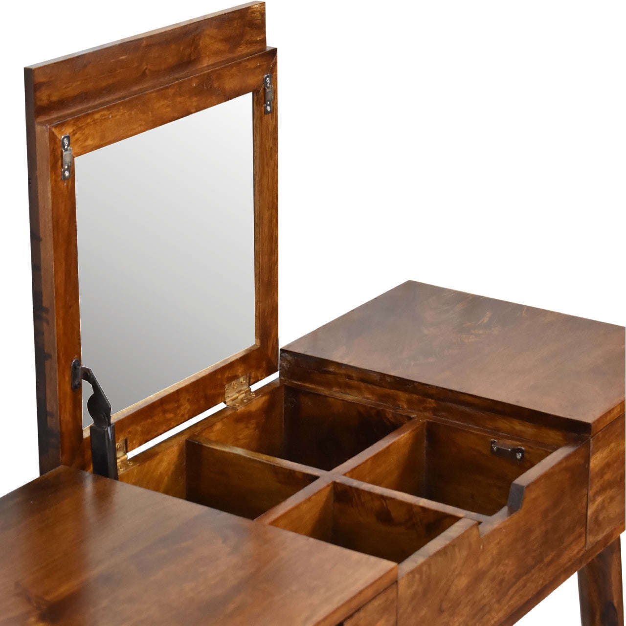 Ashpinoke:Chestnut Dressing Table with Foldable Mirror-Dressers-Artisan