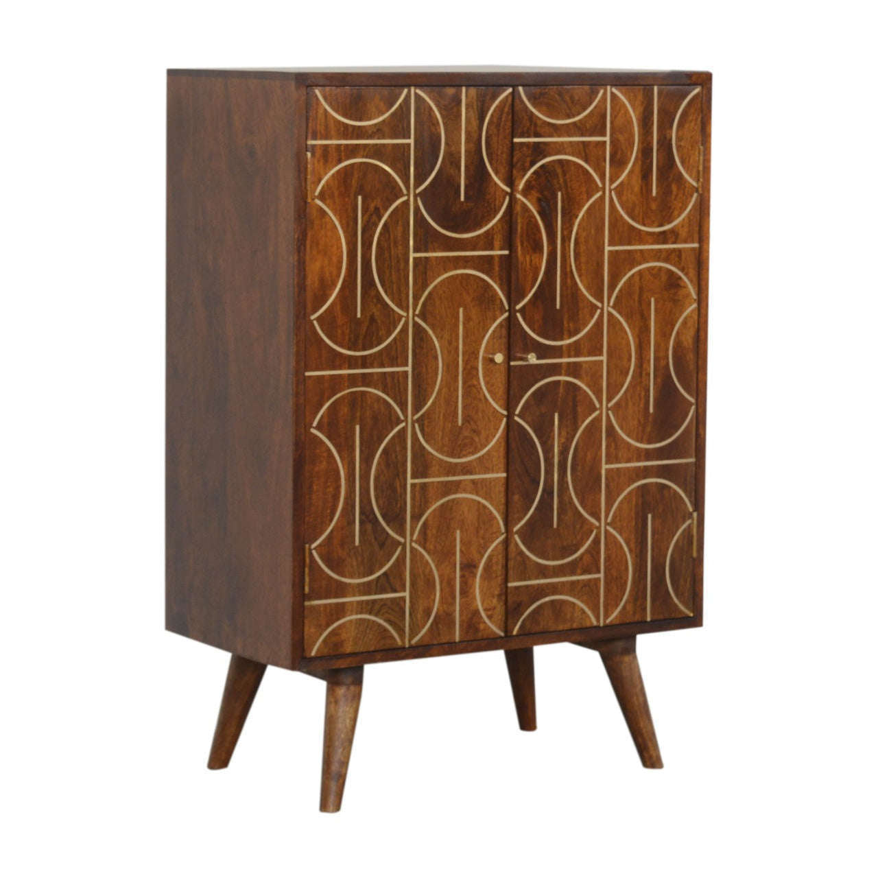 Ashpinoke:Chestnut Gold Inlay Abstract Cabinet-Cabinets-Artisan