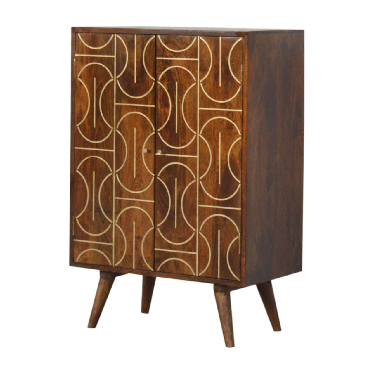 Ashpinoke:Chestnut Gold Inlay Abstract Cabinet-Cabinets-Artisan