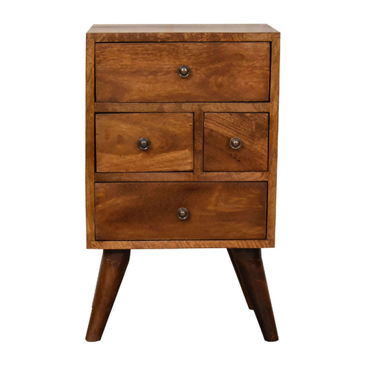 Ashpinoke:Chestnut Nordic Style 4 Drawer Multi Bedside-Bedsides-Artisan