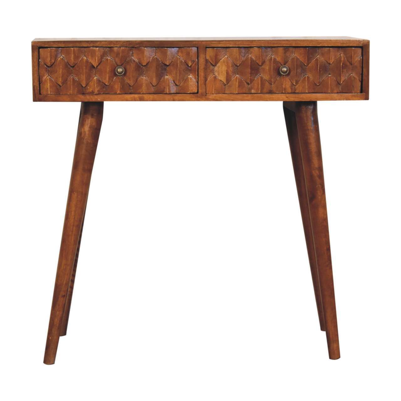 Ashpinoke:Chestnut Pineapple Carved Console Table-Console and Hall Tables-Artisan