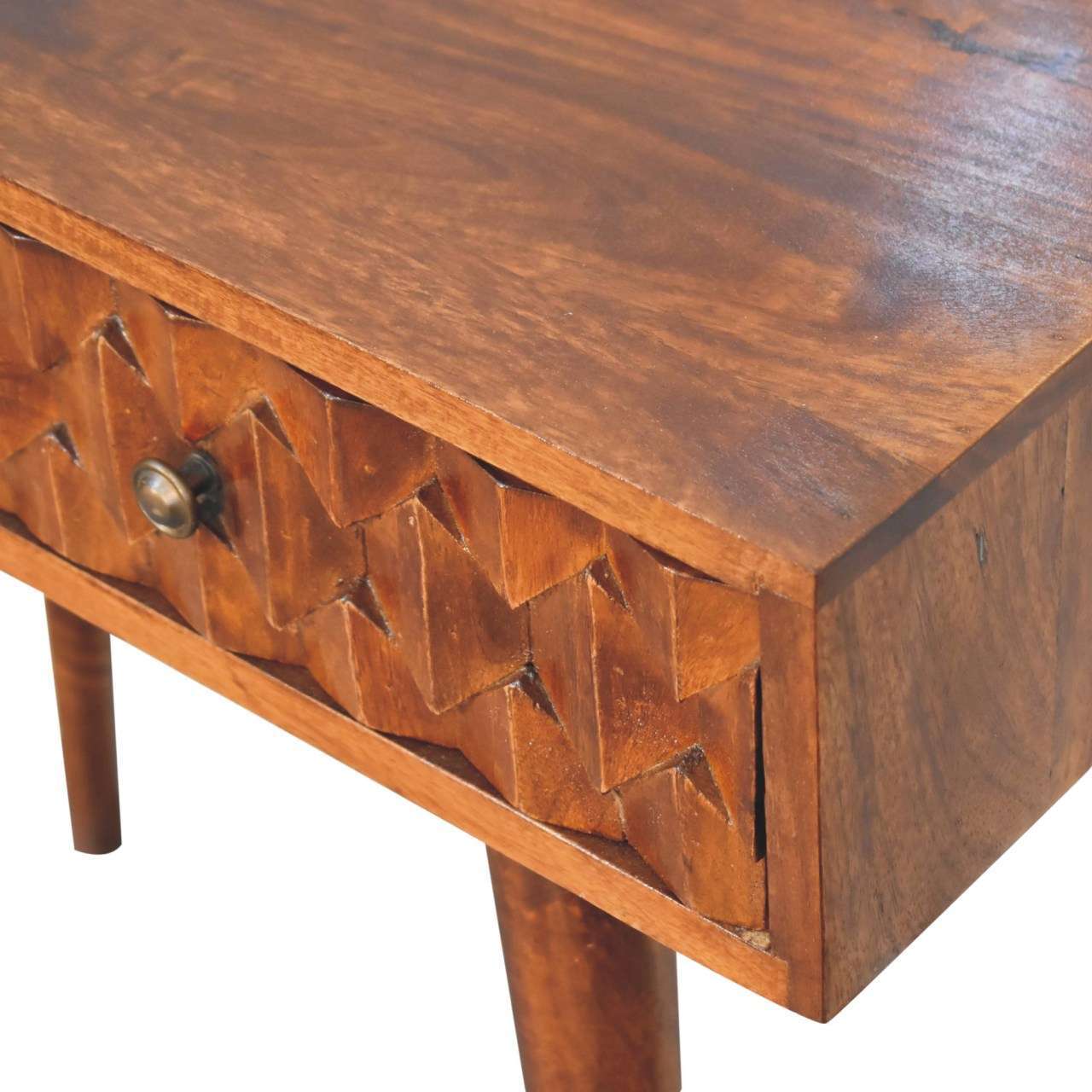 Ashpinoke:Chestnut Pineapple Carved Console Table-Console and Hall Tables-Artisan