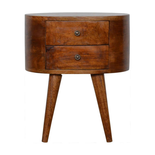 Ashpinoke:Chestnut Rounded Bedside Table-Bedsides-Artisan