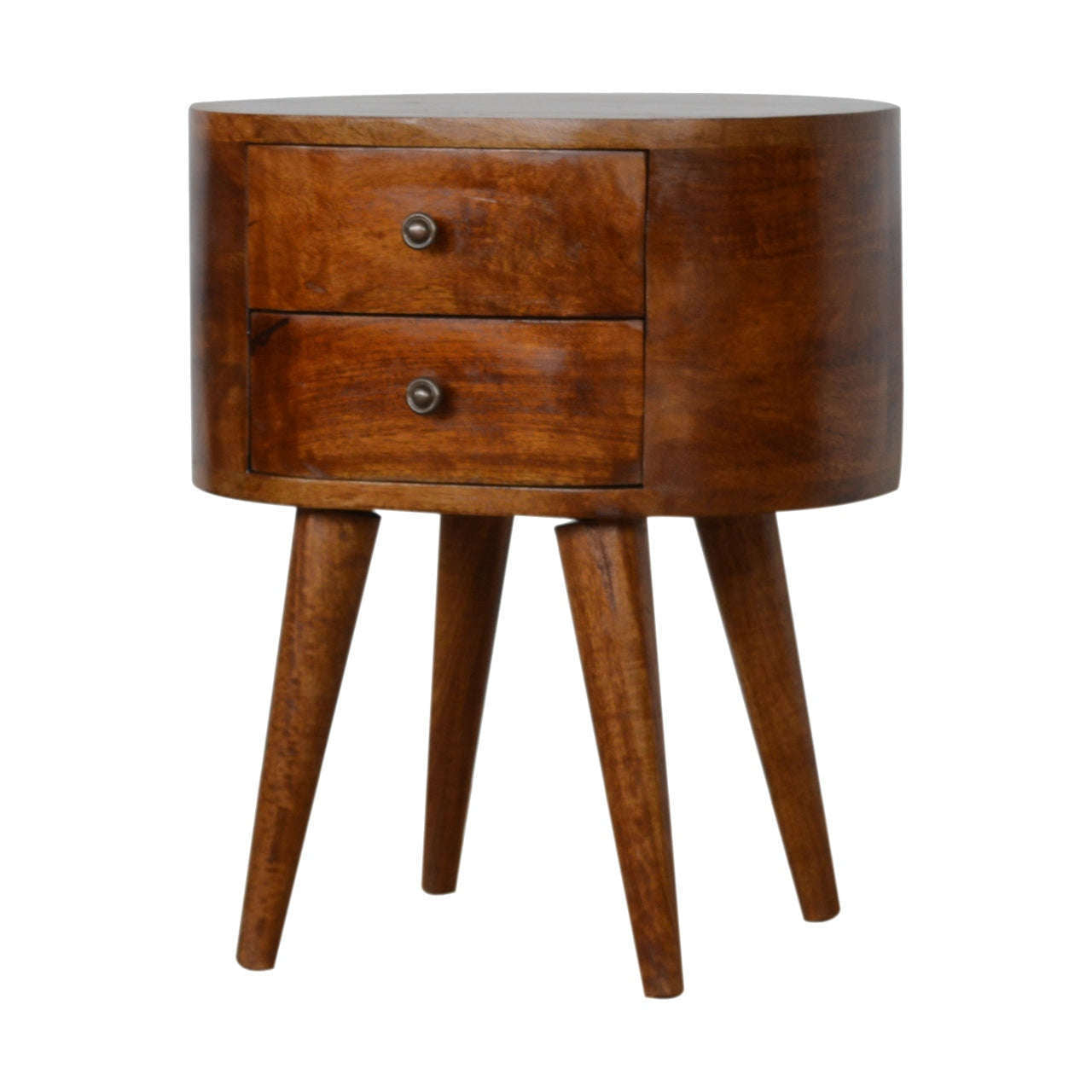 Ashpinoke:Chestnut Rounded Bedside Table-Bedsides-Artisan