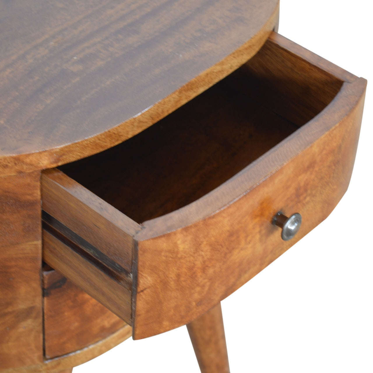 Ashpinoke:Chestnut Rounded Bedside Table-Bedsides-Artisan