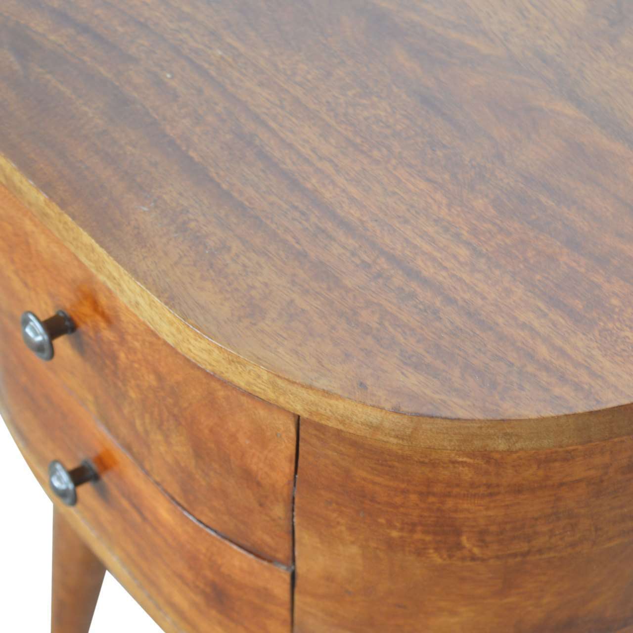 Ashpinoke:Chestnut Rounded Bedside Table-Bedsides-Artisan