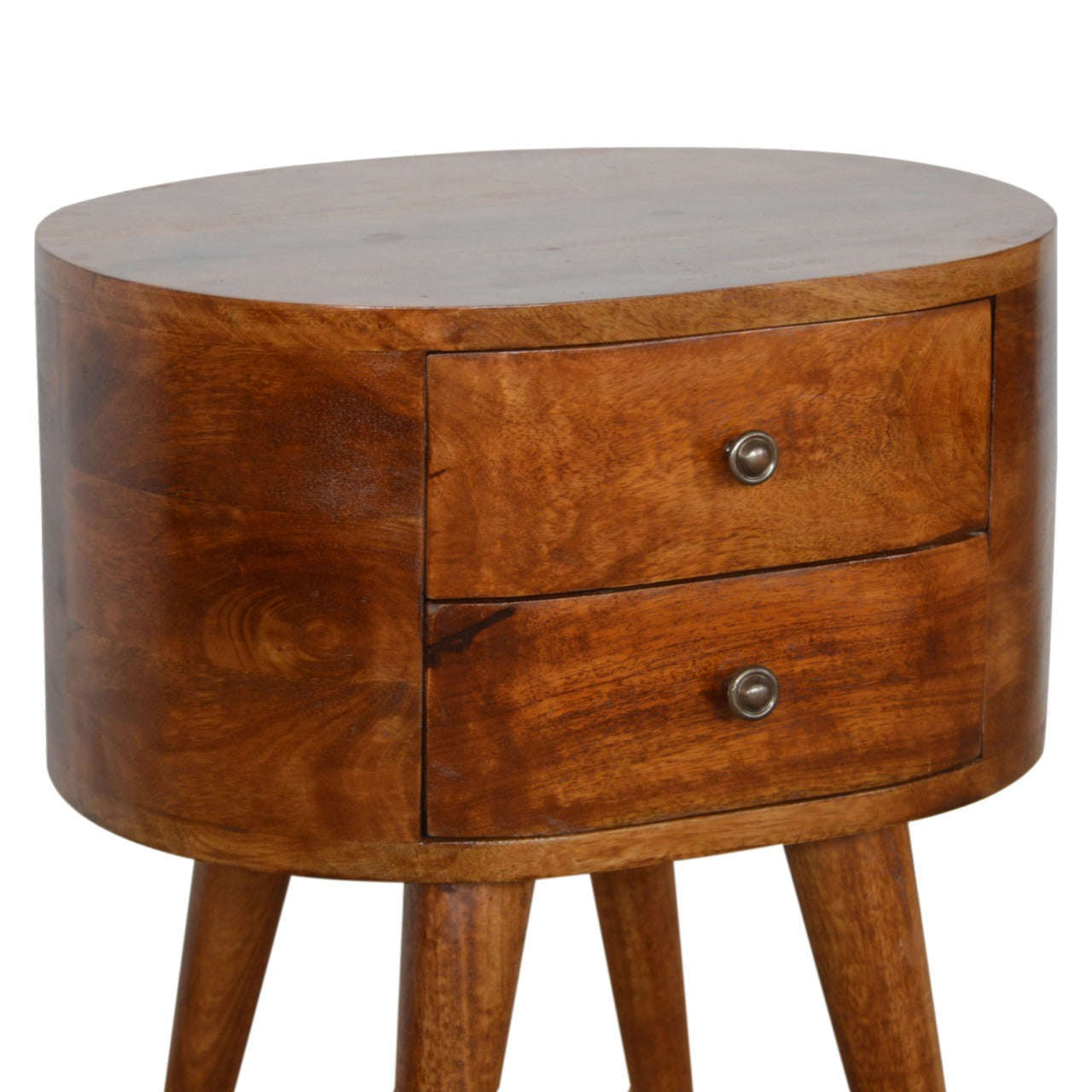 Ashpinoke:Chestnut Rounded Bedside Table-Bedsides-Artisan