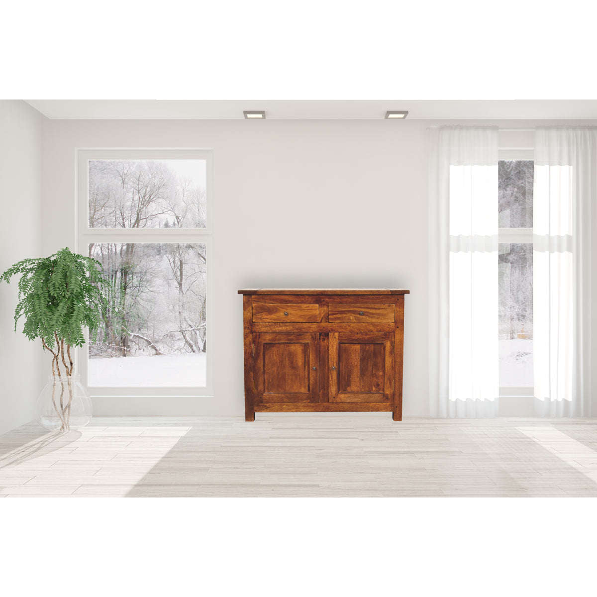 Ashpinoke:Chestnut Sideboard with 2 Drawers-Sideboards-Artisan