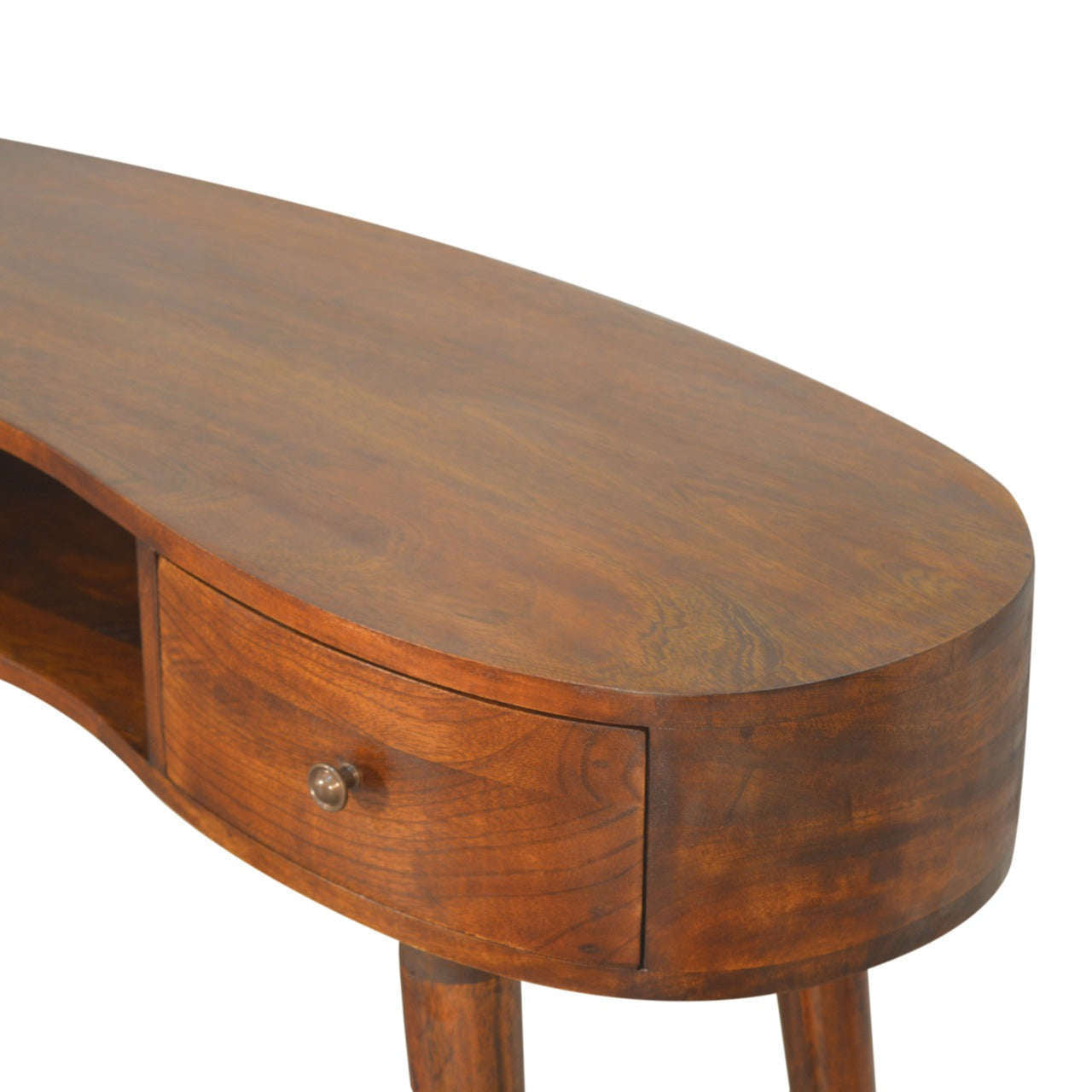 Ashpinoke:Chestnut Wave Writing Desk with 2 Drawers-Desks-Artisan