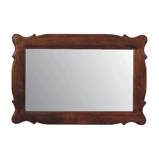 Ashpinoke:Chestnut Wooden Hand Carved Oblong Frame with Mirror-Mirrors-Artisan