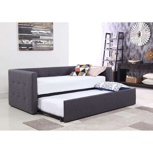 Ashpinoke:Congo Day Bed Linen Fabric Grey-Sofa Beds-Heartlands Furniture