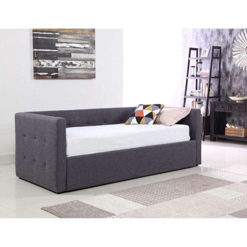 Ashpinoke:Congo Day Bed Linen Fabric Grey-Sofa Beds-Heartlands Furniture