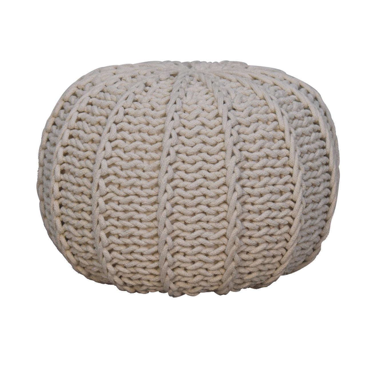 Ashpinoke:Cream Cable Pouffe-Footstools-Artisan