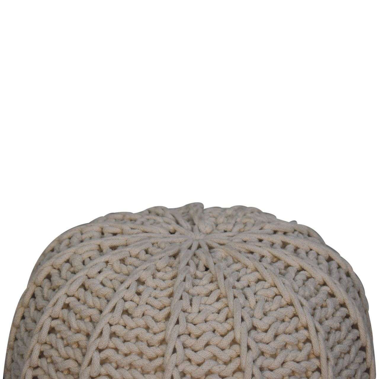 Ashpinoke:Cream Cable Pouffe-Footstools-Artisan