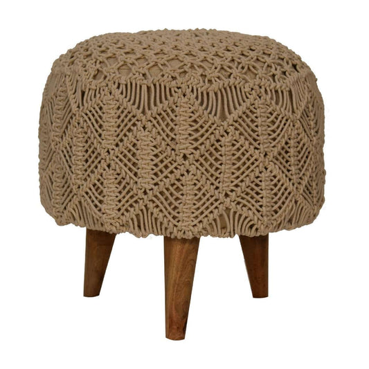 Ashpinoke:Crotchet Beige Footstool-Footstools-Artisan