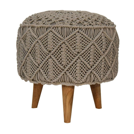 Ashpinoke:Crotchet Grey Footstool-Footstools-Artisan