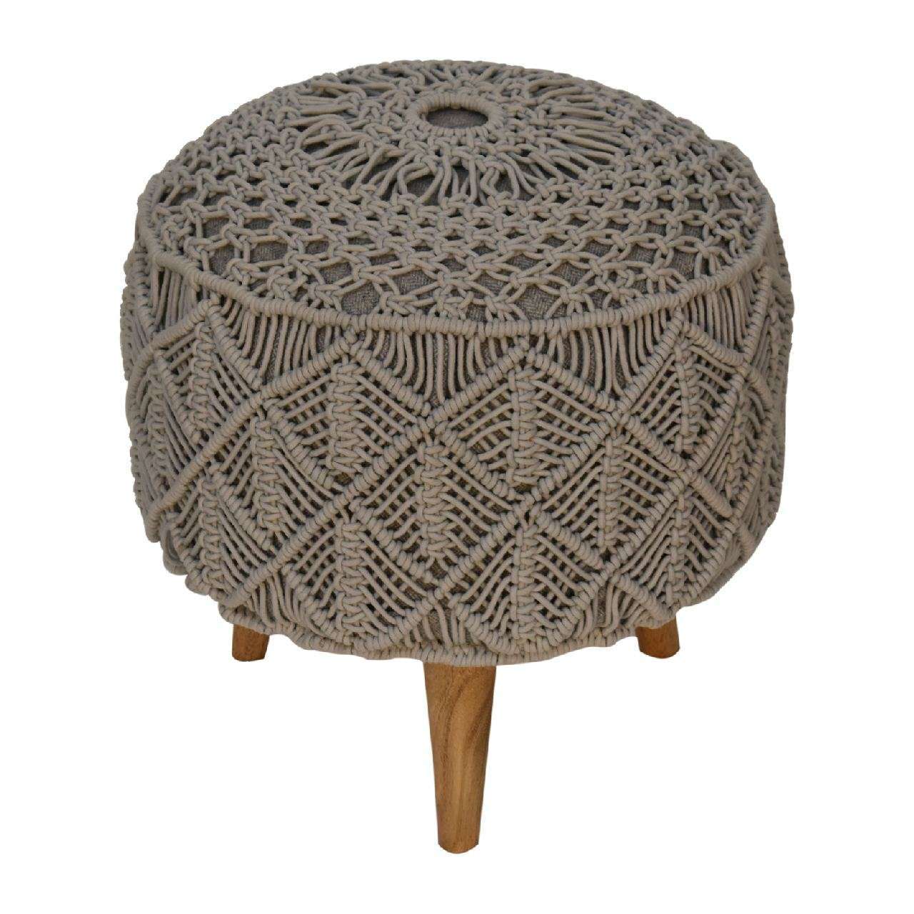 Ashpinoke:Crotchet Grey Footstool-Footstools-Artisan