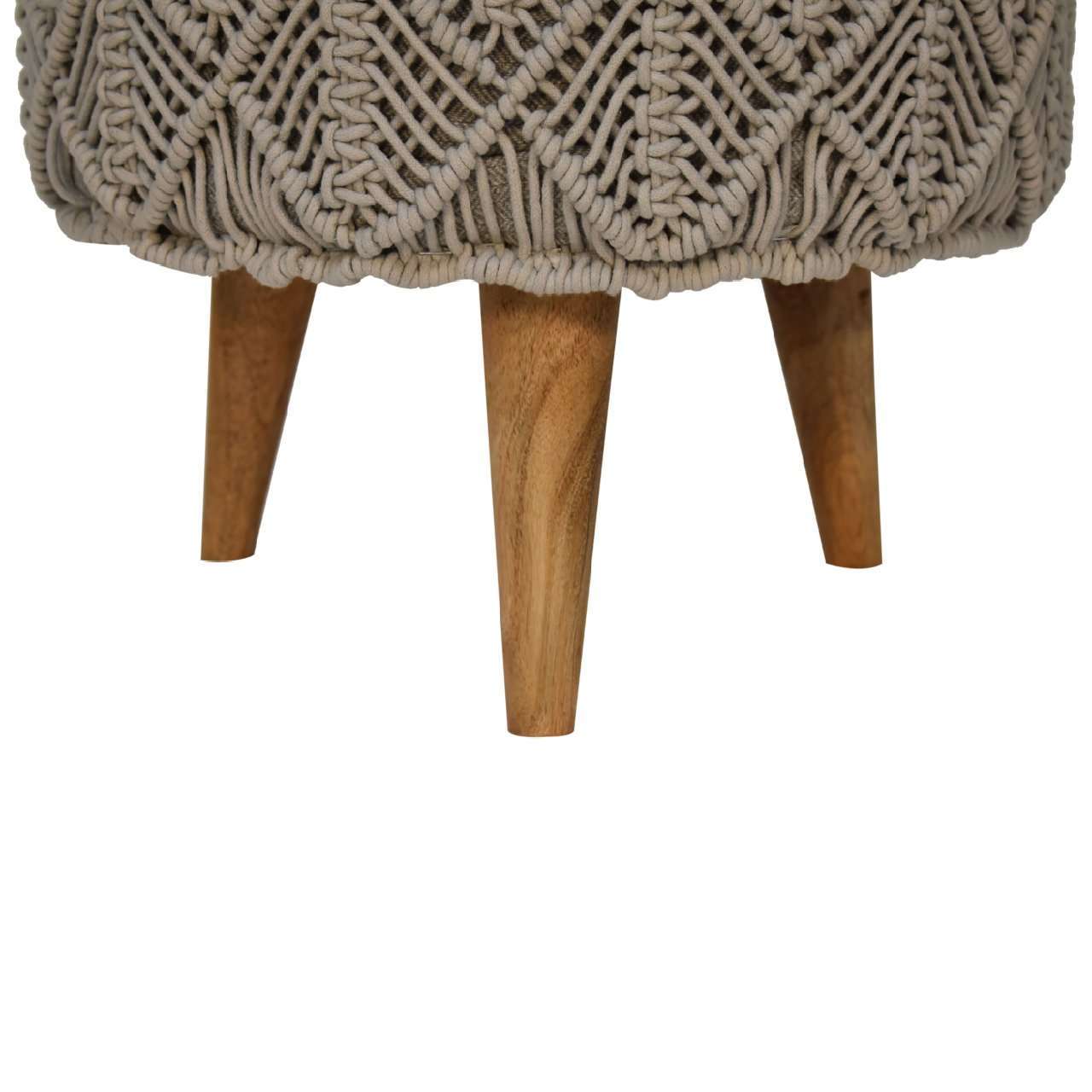 Ashpinoke:Crotchet Grey Footstool-Footstools-Artisan