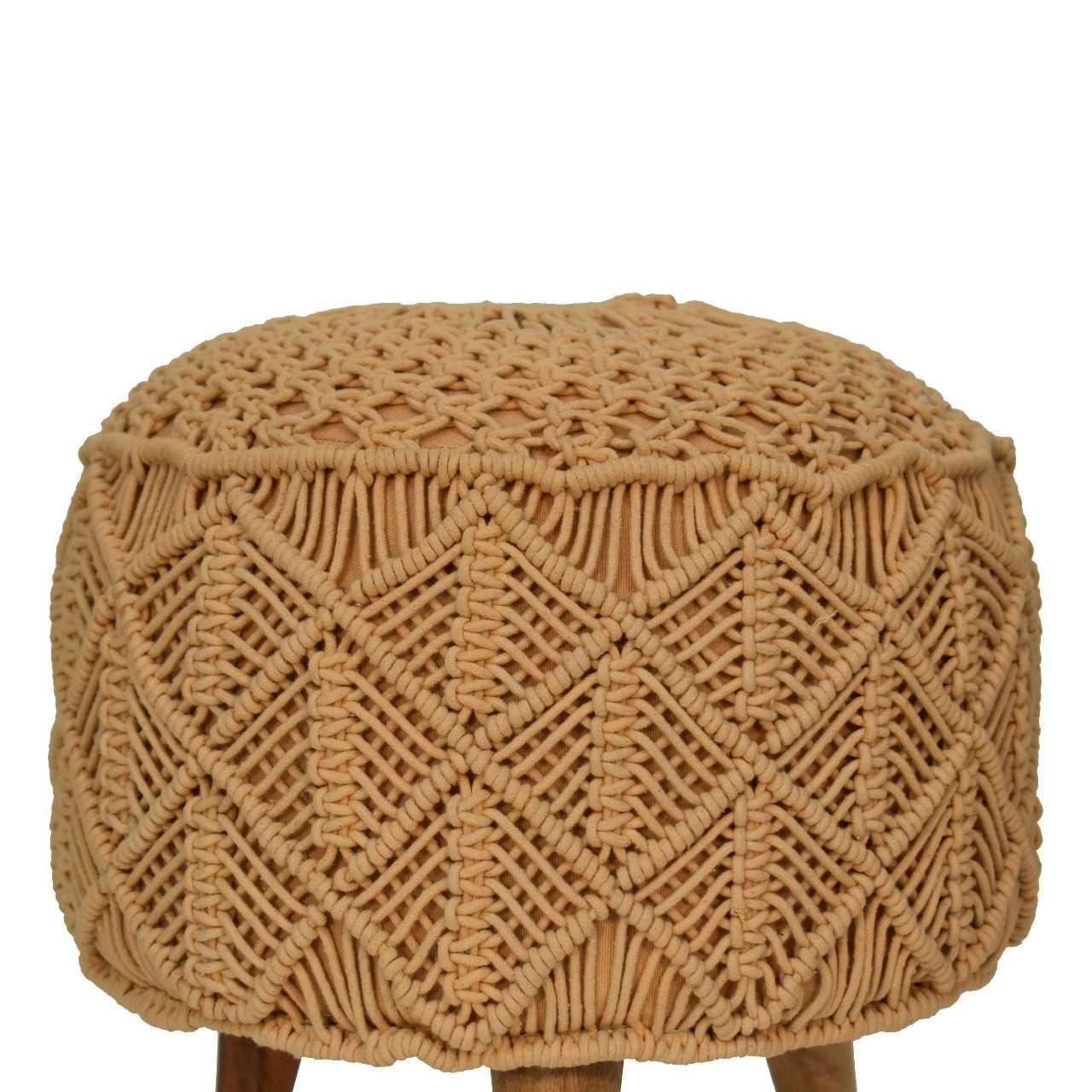 Ashpinoke:Crotchet Mustard Footstool-Footstools-Artisan