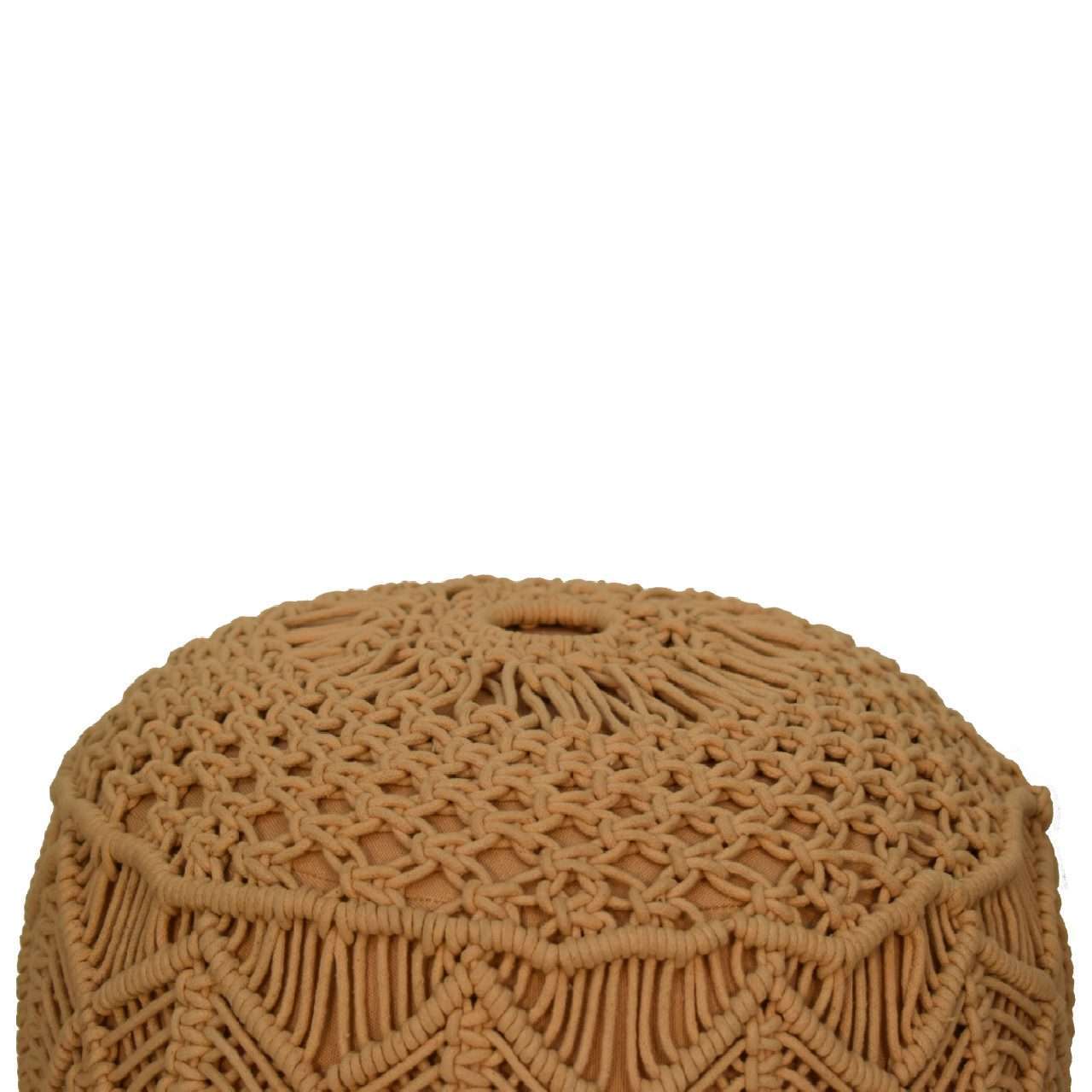 Ashpinoke:Crotchet Mustard Footstool-Footstools-Artisan