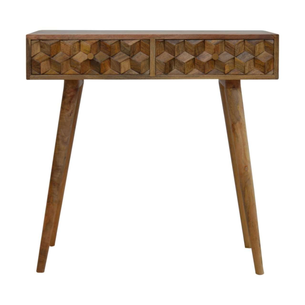 Ashpinoke:Cube Carved Console Table-Console and Hall Tables-Artisan