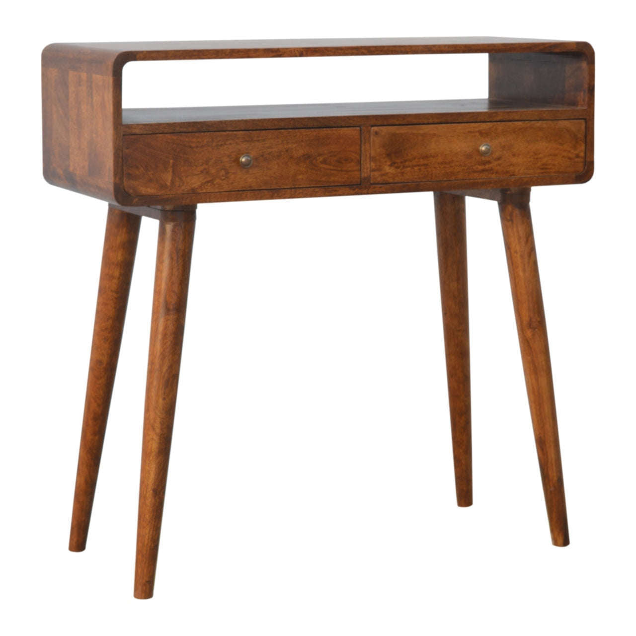 Ashpinoke:Curved Chestnut Console Table-Console and Hall Tables-Artisan