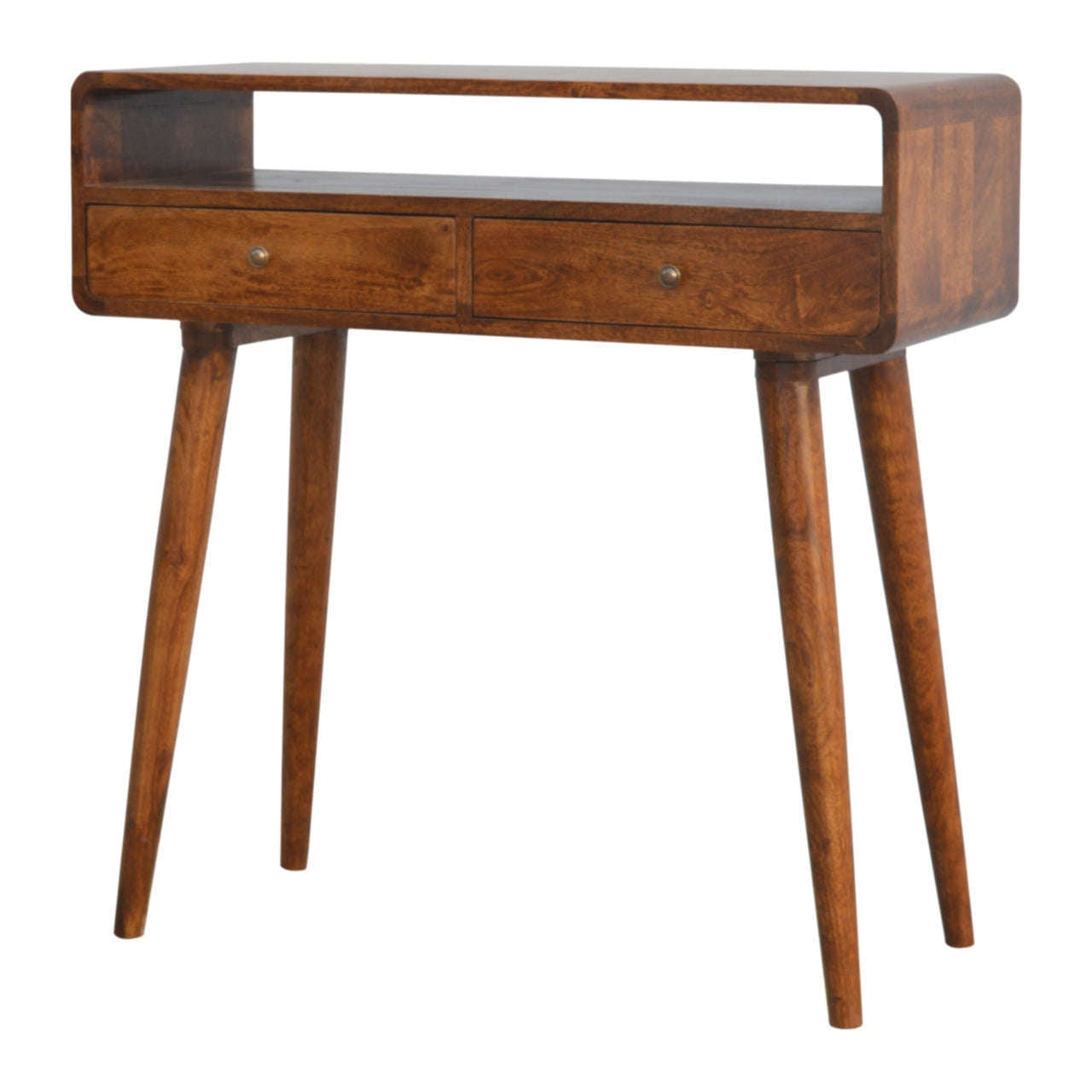 Ashpinoke:Curved Chestnut Console Table-Console and Hall Tables-Artisan
