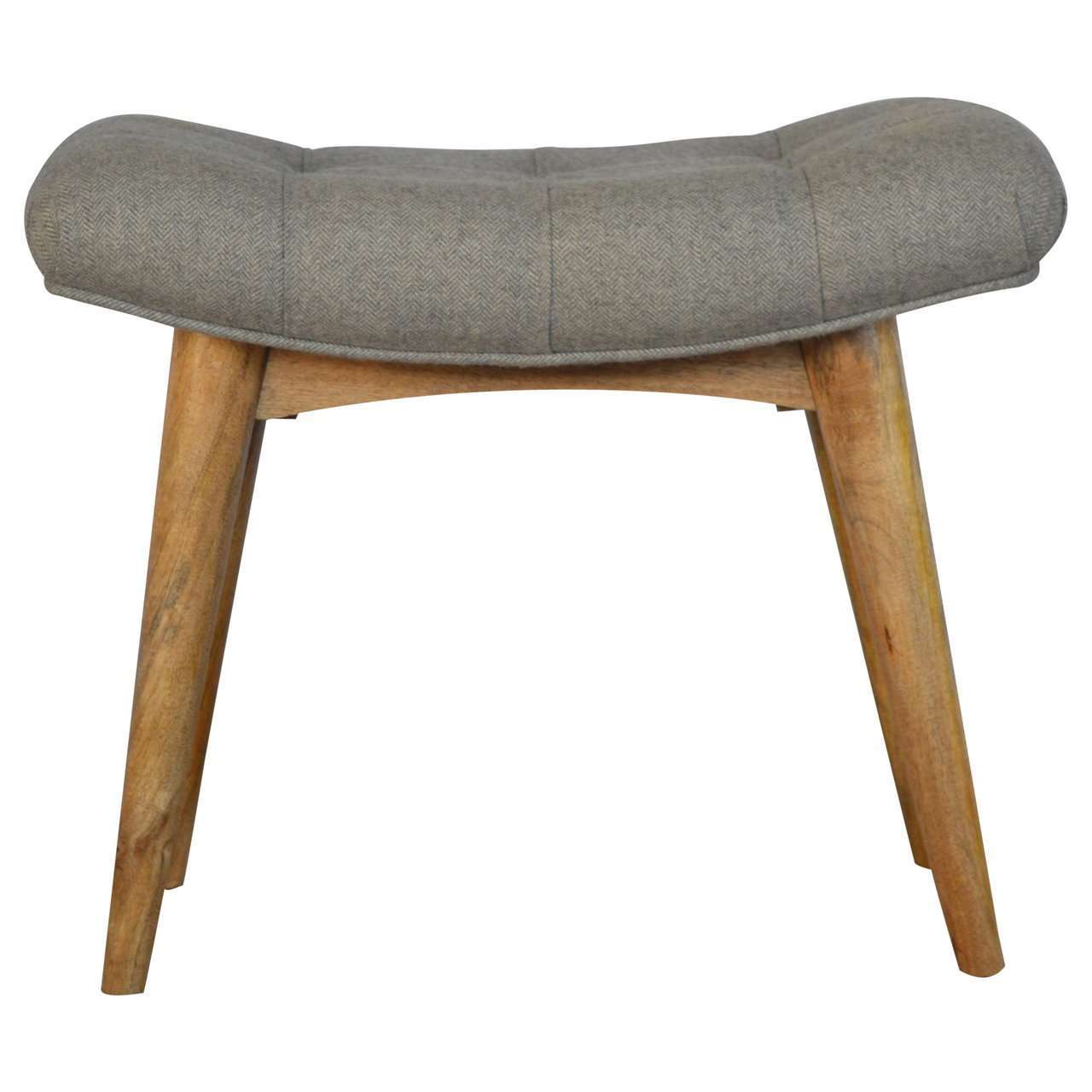 Ashpinoke:Curved Grey Tweed Bench-Benches-Artisan