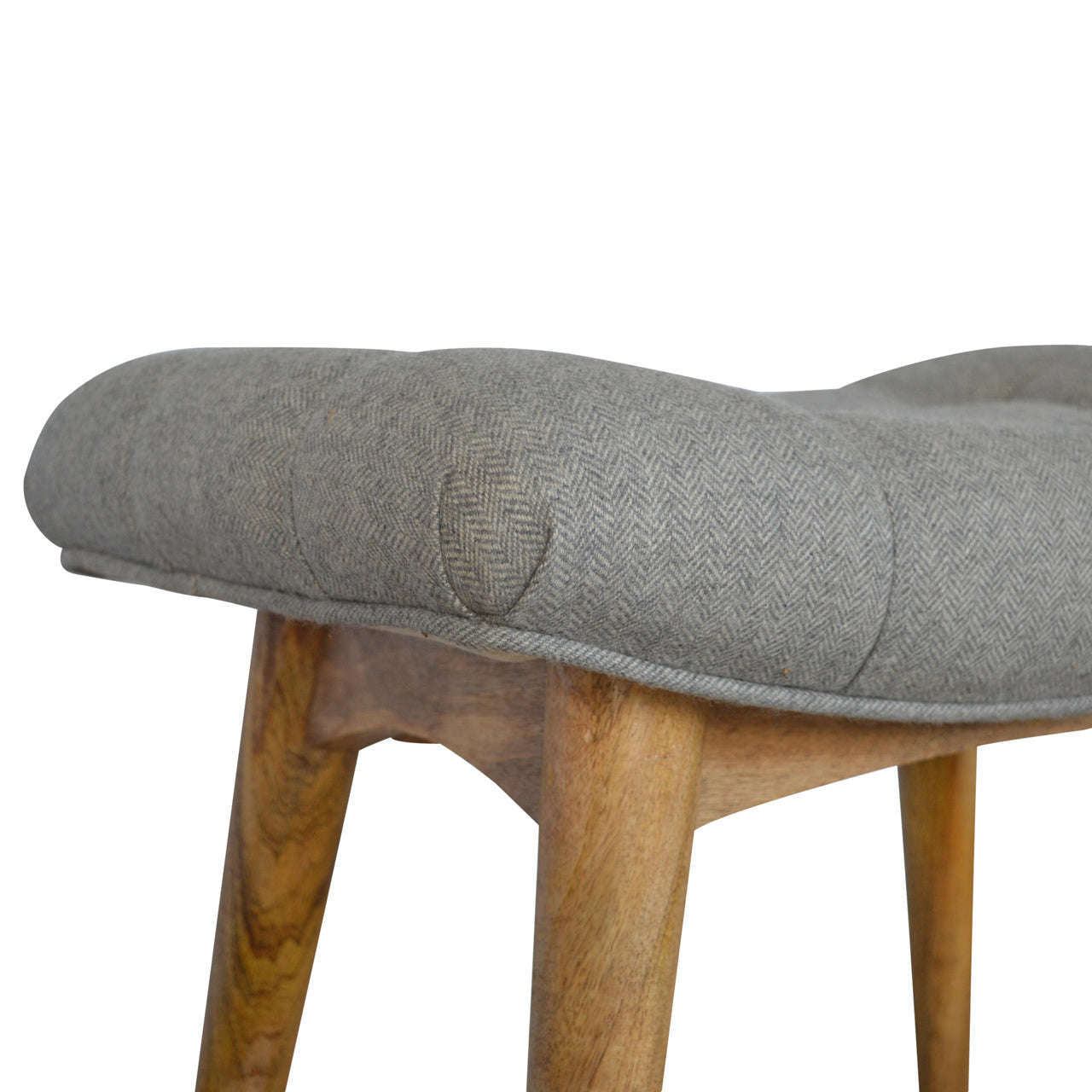 Ashpinoke:Curved Grey Tweed Bench-Benches-Artisan