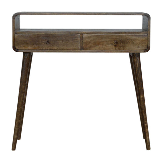 Ashpinoke:Curved Grey Washed Console Table-Console and Hall Tables-Artisan