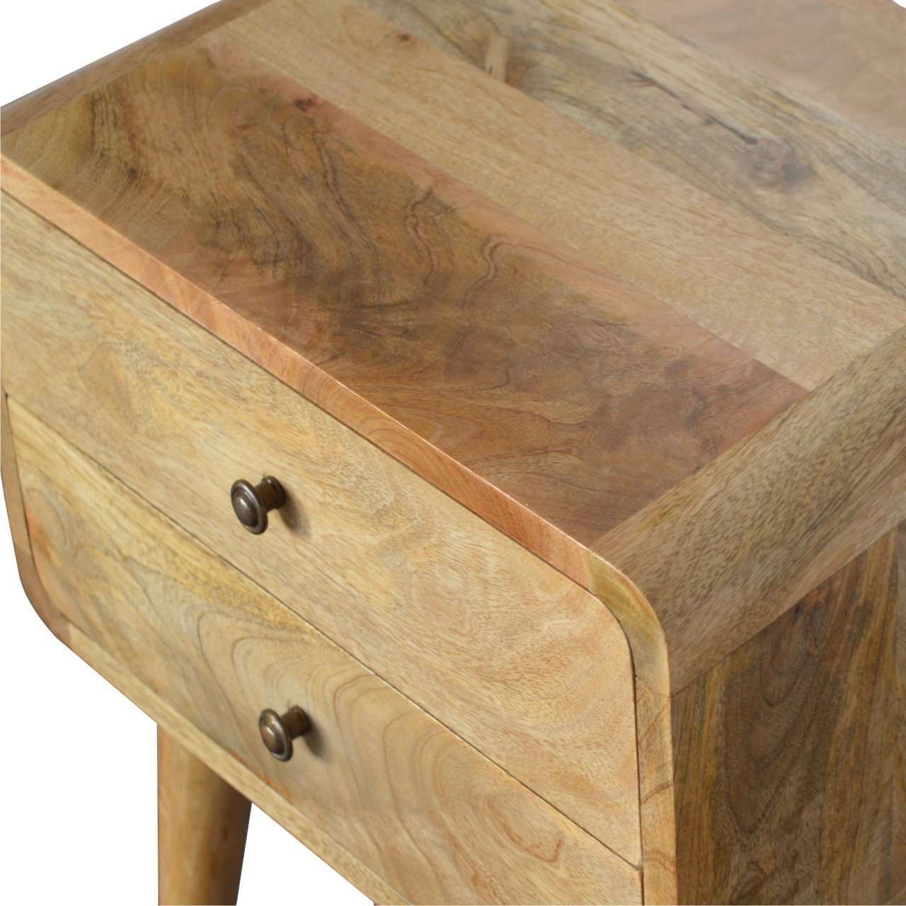 Ashpinoke:Curved Oak-ish Bedside-Bedsides-Artisan