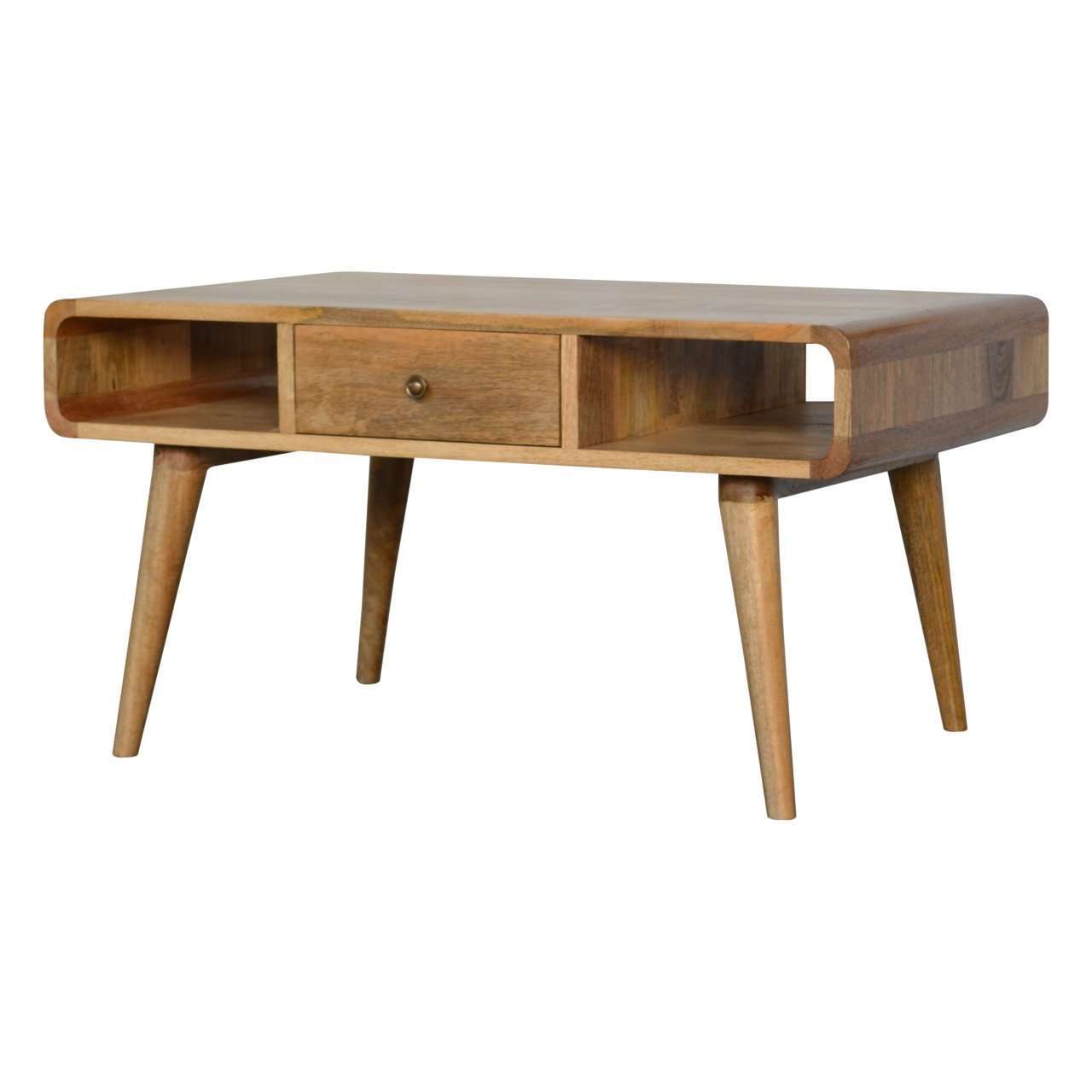 Ashpinoke:Curved Oak-ish Coffee Table-Coffee Tables-Artisan