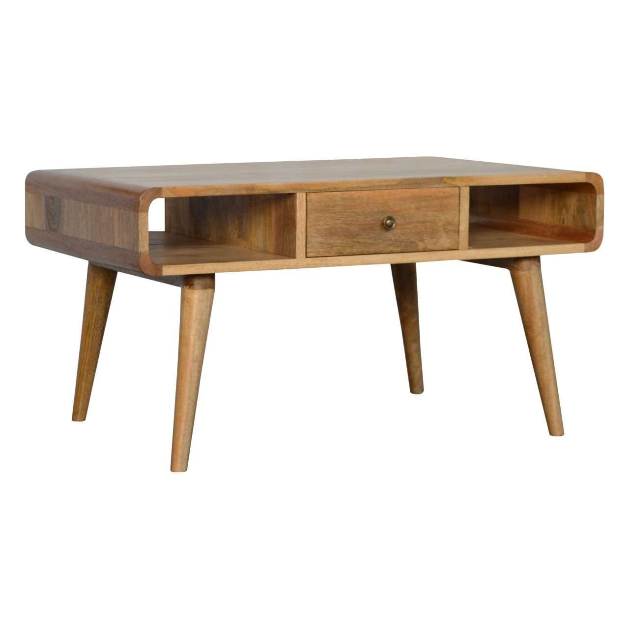 Ashpinoke:Curved Oak-ish Coffee Table-Coffee Tables-Artisan