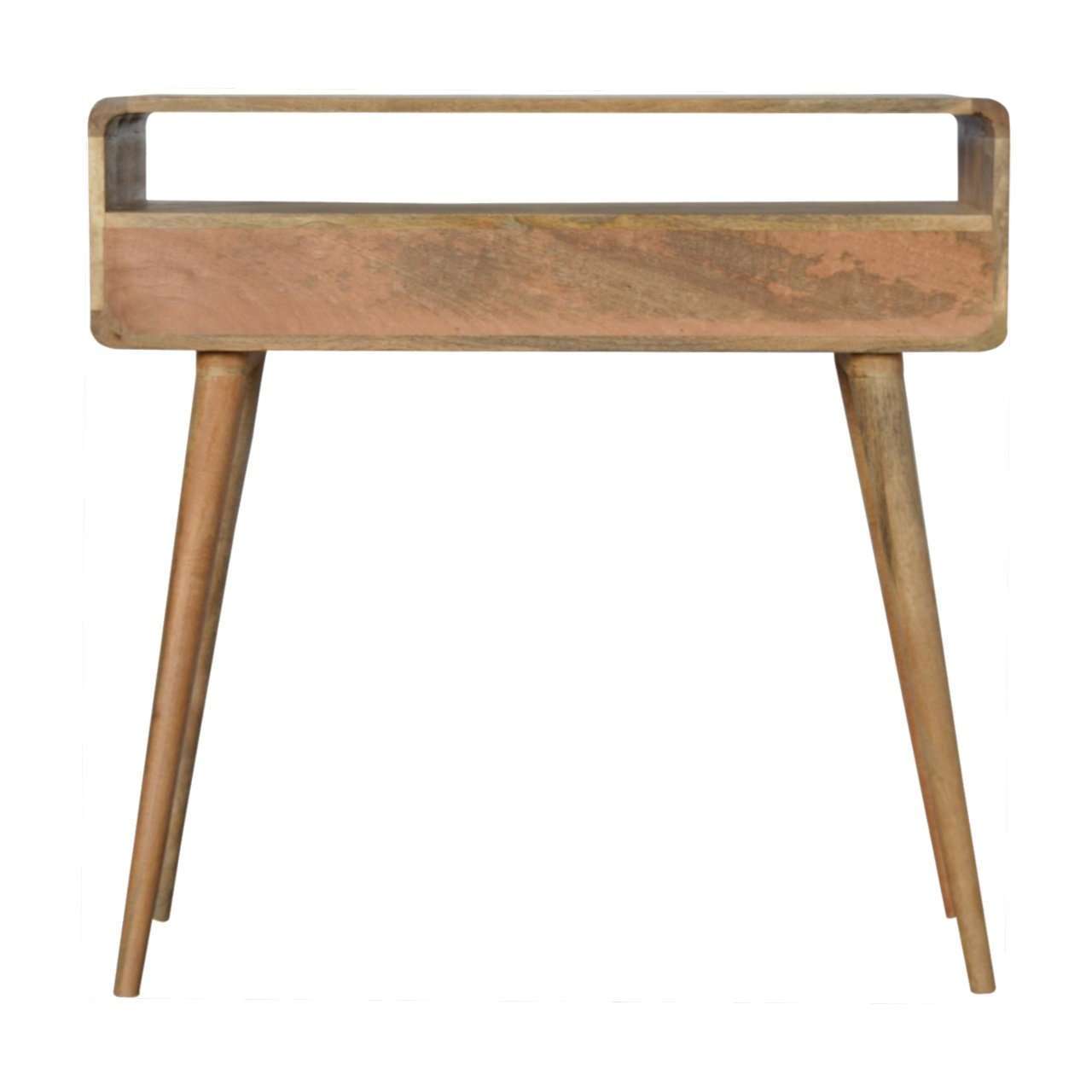 Ashpinoke:Curved Oak-ish Console Table-Console and Hall Tables-Artisan